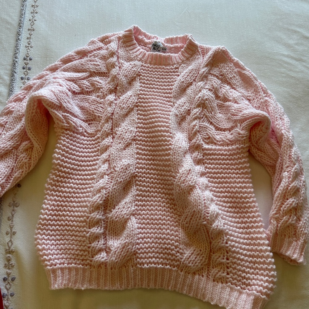 Princess Polly pink sweater: Ellison Cable Knit Sweater Blush Pink